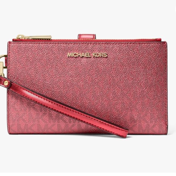 MICHAEL KORS - Jet Set Double Zip Wristlet - Crimson - NWT in Gift Box - Picture 1 of 6